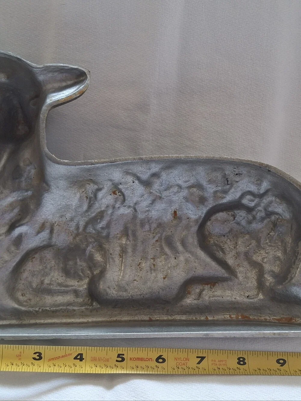 Vintage 1950s Cast Aluminum 3D Lamb Cake Mold With Recipe